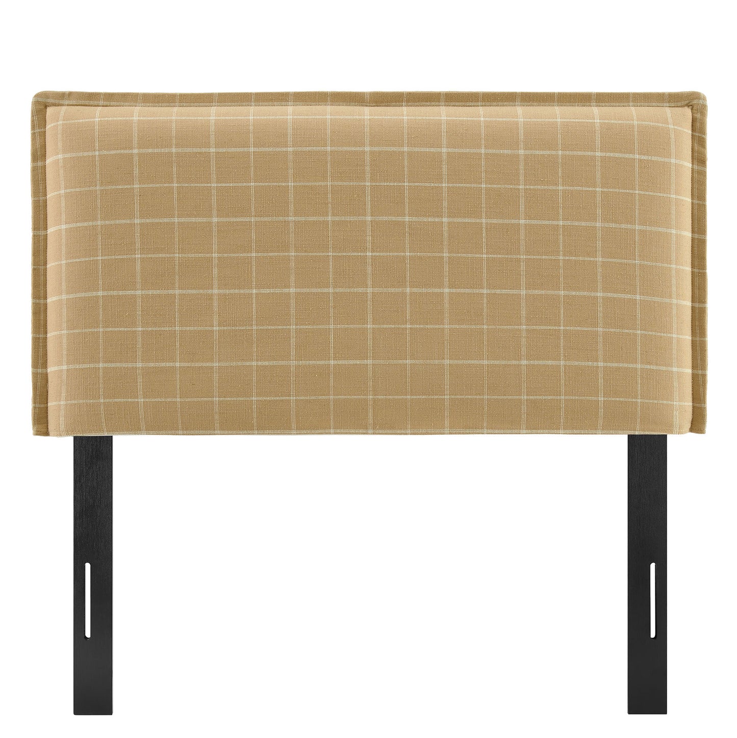 Slate Checkered Linen Blend Twin Size Headboard in Hemp Windowpane Check