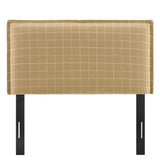 Slate Checkered Linen Blend Twin Size Headboard in Hemp Windowpane Check