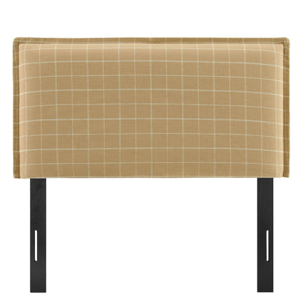 Camille Checkered Linen Blend Twin Size Headboard in Hemp Windowpane Check