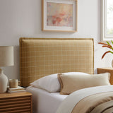 Slate Checkered Linen Blend Twin Size Headboard in Hemp Windowpane Check