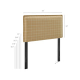 Slate Checkered Linen Blend Twin Size Headboard in Hemp Windowpane Check