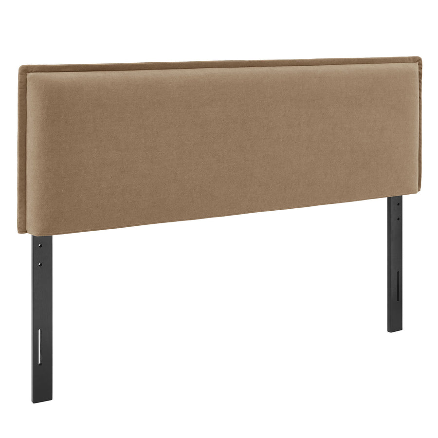 Slate Upholstered Linen Blend Full Size Headboard in Almond