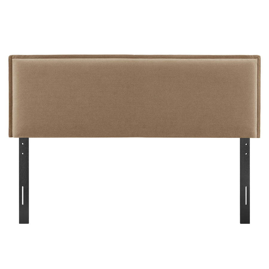 Slate Upholstered Linen Blend Full Size Headboard in Almond