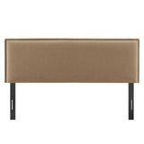 Slate Upholstered Linen Blend Full Size Headboard in Almond