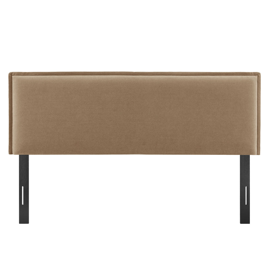 Slate Upholstered Linen Blend Full Size Headboard in Almond