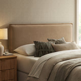 Slate Upholstered Linen Blend Full Size Headboard in Almond
