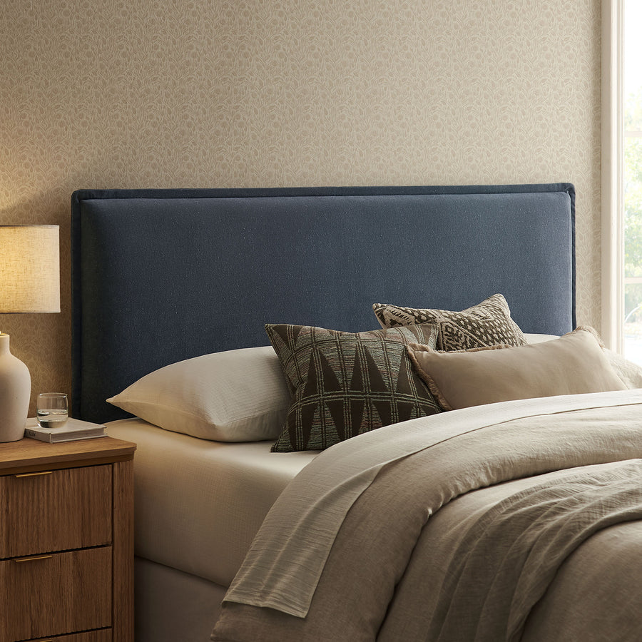 Slate Upholstered Linen Blend Full Size Headboard in Denim