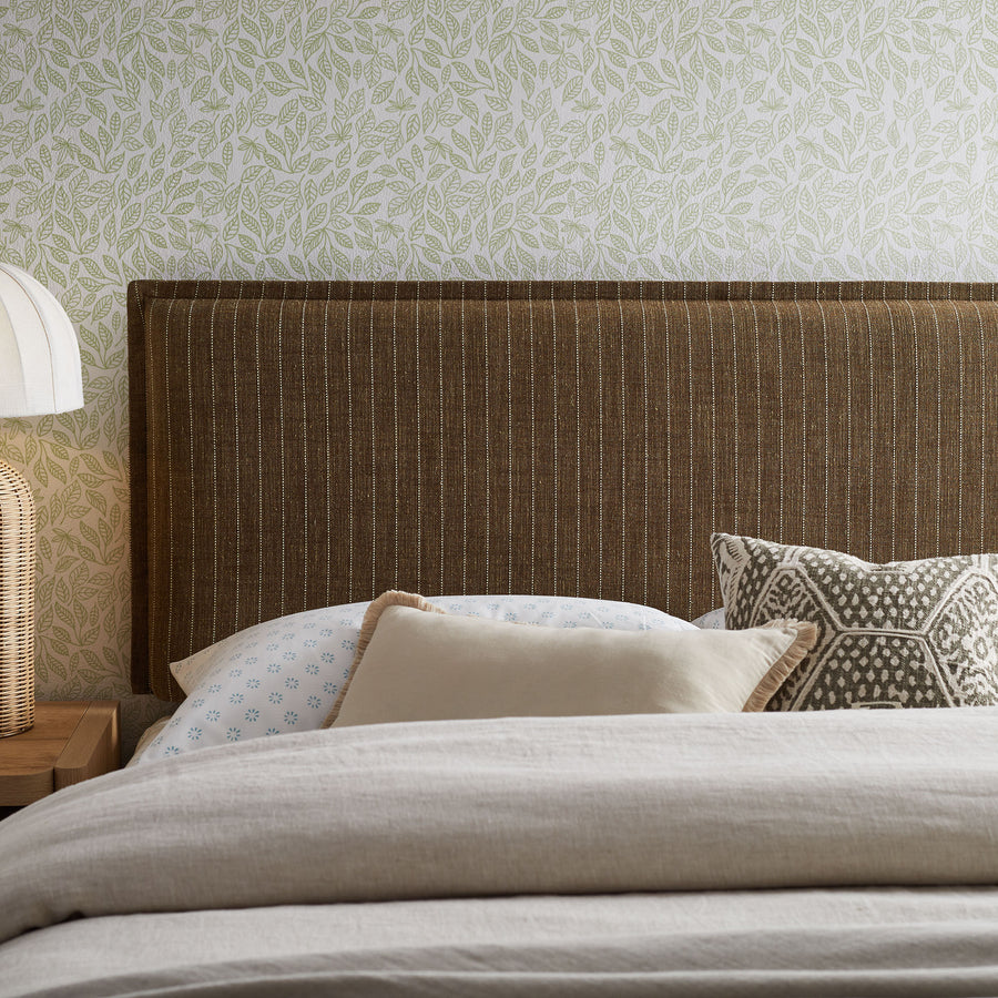 Slate Striped Linen Blend Full Size Headboard in Earth Stripe