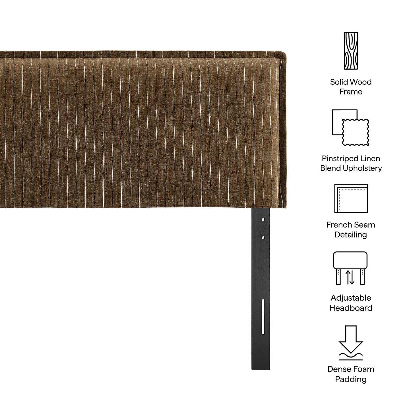 Slate Striped Linen Blend Full Size Headboard in Earth Stripe
