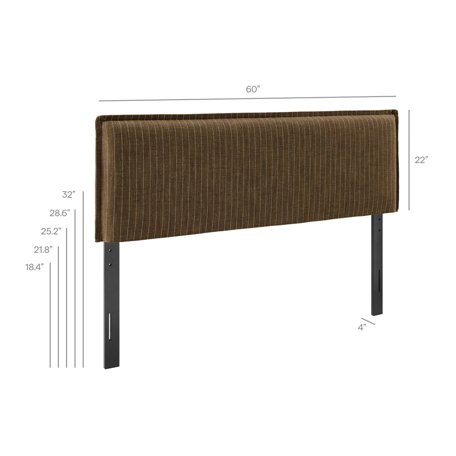 Slate Striped Linen Blend Full Size Headboard in Earth Stripe