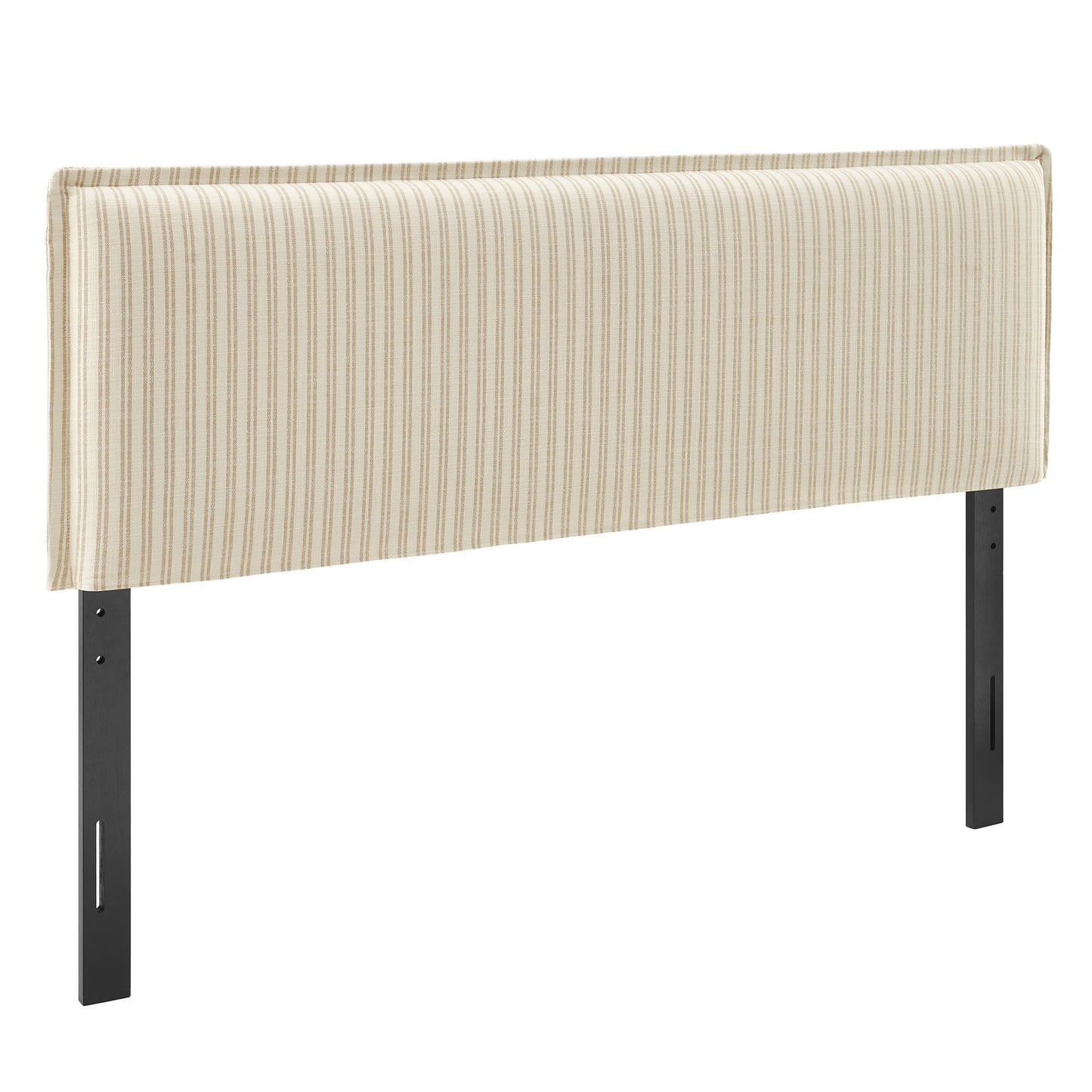 Slate Striped Linen Blend Full Size Headboard in Oatmeal Stripe