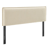 Slate Striped Linen Blend Full Size Headboard in Oatmeal Stripe