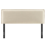 Slate Striped Linen Blend Full Size Headboard in Oatmeal Stripe