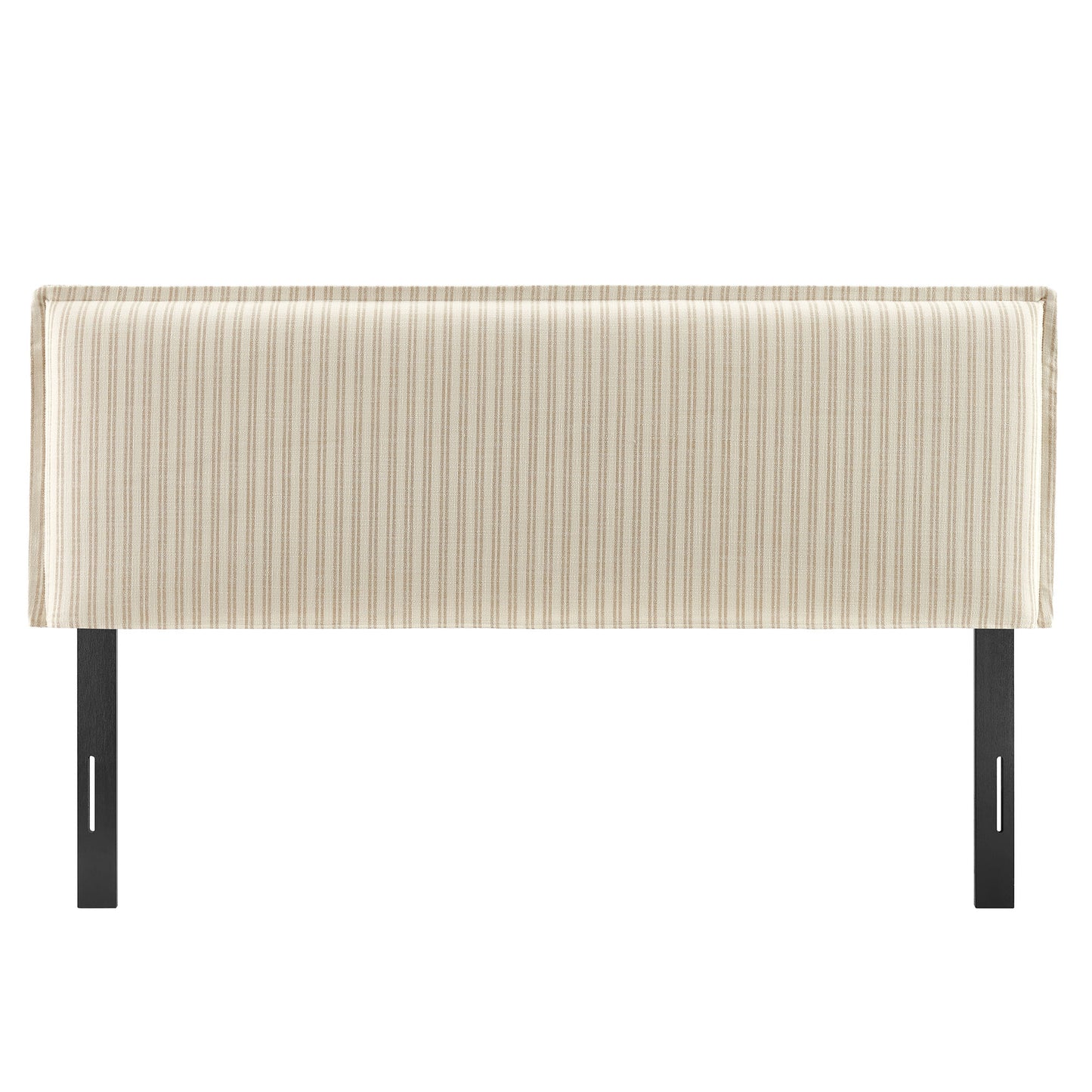 Slate Striped Linen Blend Full Size Headboard in Oatmeal Stripe