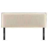 Slate Striped Linen Blend Full Size Headboard in Oatmeal Stripe
