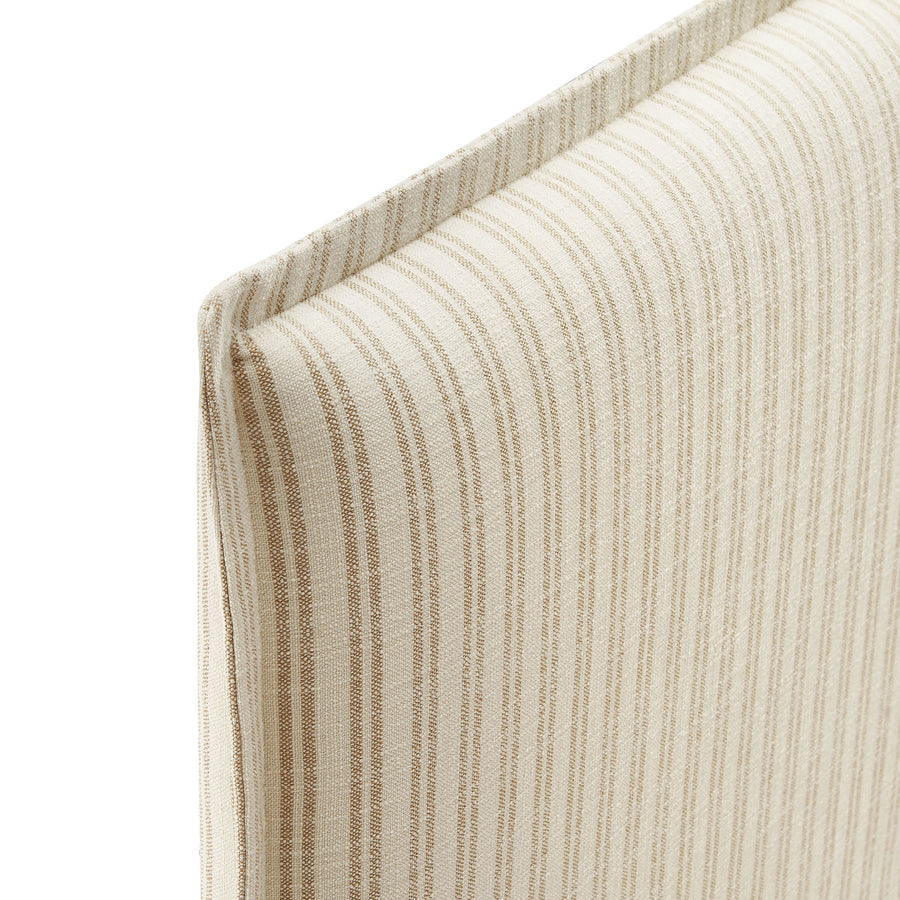 Slate Striped Linen Blend Full Size Headboard in Oatmeal Stripe