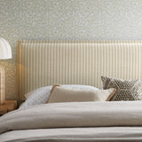 Slate Striped Linen Blend Full Size Headboard in Oatmeal Stripe