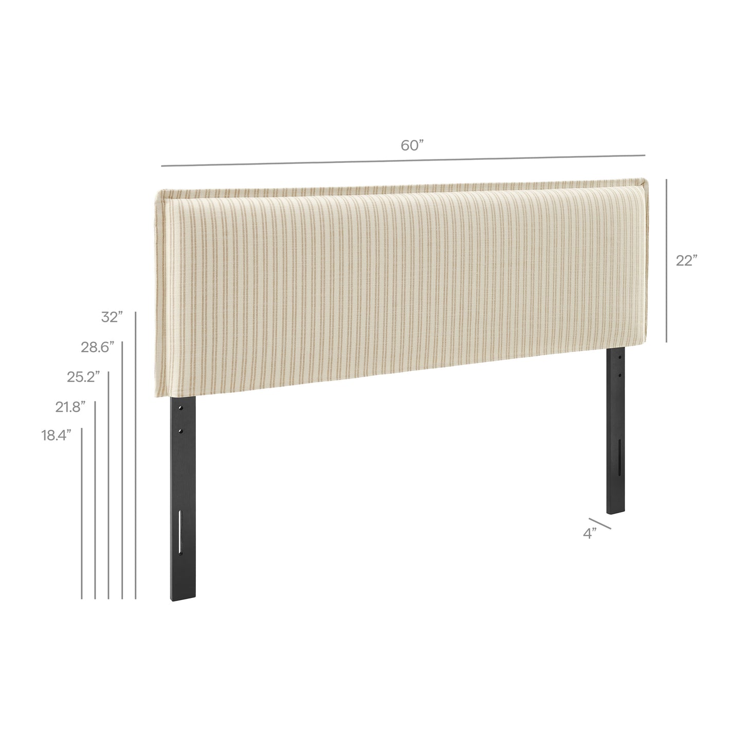 Slate Striped Linen Blend Full Size Headboard in Oatmeal Stripe