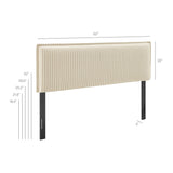 Slate Striped Linen Blend Full Size Headboard in Oatmeal Stripe
