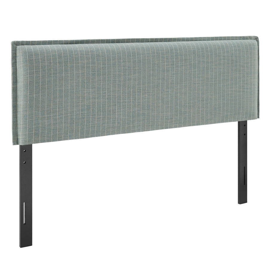Slate Striped Linen Blend Full Size Headboard in Spa Blue Stripe