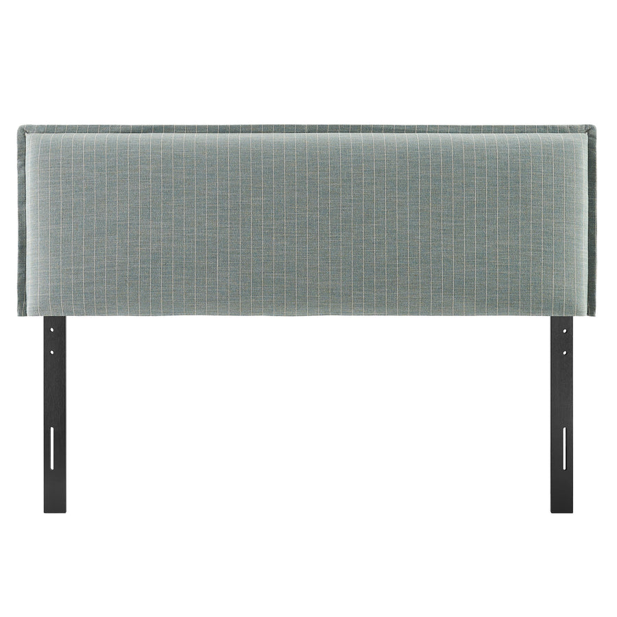 Slate Striped Linen Blend Full Size Headboard in Spa Blue Stripe