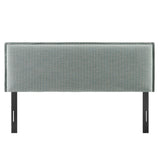 Slate Striped Linen Blend Full Size Headboard in Spa Blue Stripe