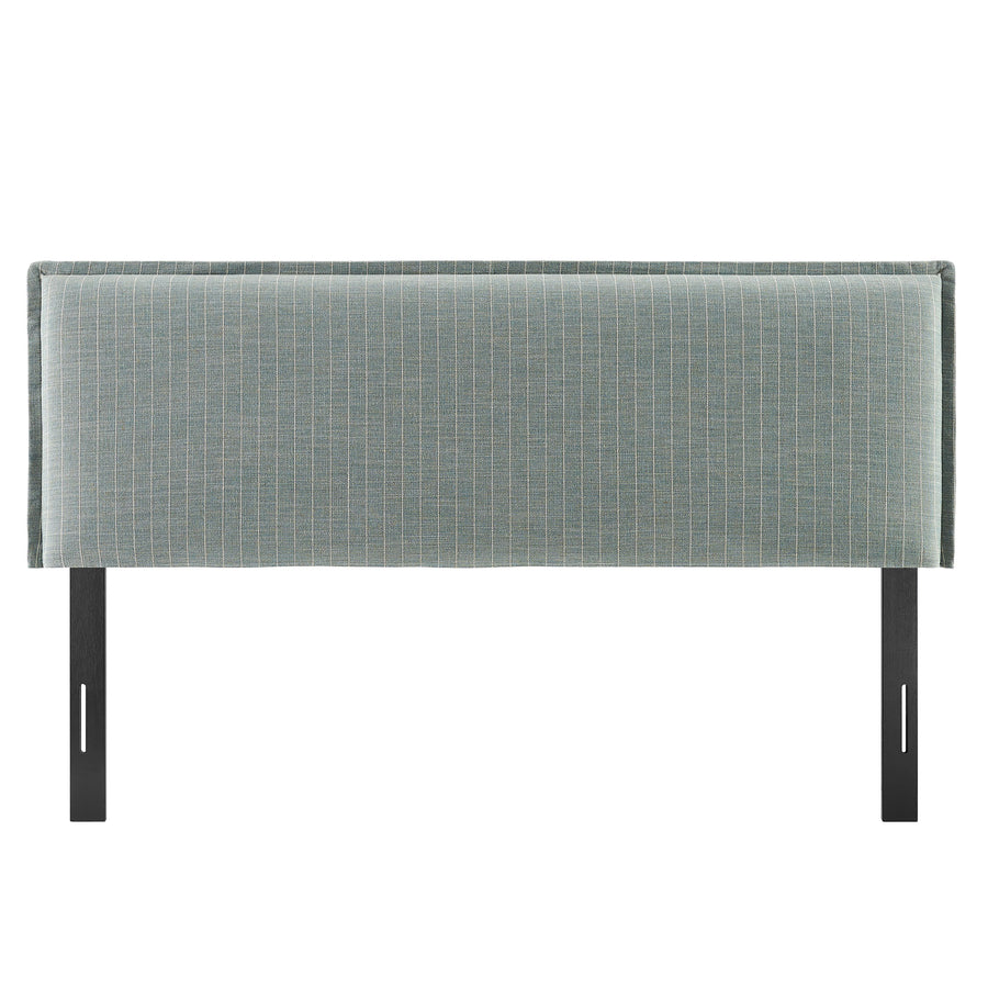 Slate Striped Linen Blend Full Size Headboard in Spa Blue Stripe