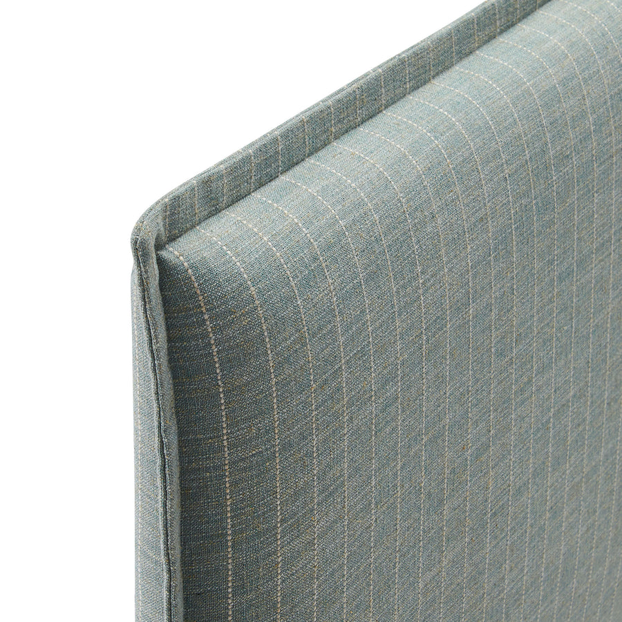 Slate Striped Linen Blend Full Size Headboard in Spa Blue Stripe