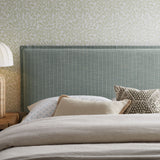 Slate Striped Linen Blend Full Size Headboard in Spa Blue Stripe