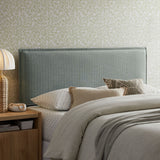 Slate Striped Linen Blend Full Size Headboard in Spa Blue Stripe