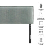 Slate Striped Linen Blend Full Size Headboard in Spa Blue Stripe