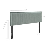 Slate Striped Linen Blend Full Size Headboard in Spa Blue Stripe