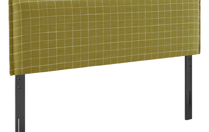 Slate Checkered Linen Blend Full Size Headboard in Artichoke Windowpane Check
