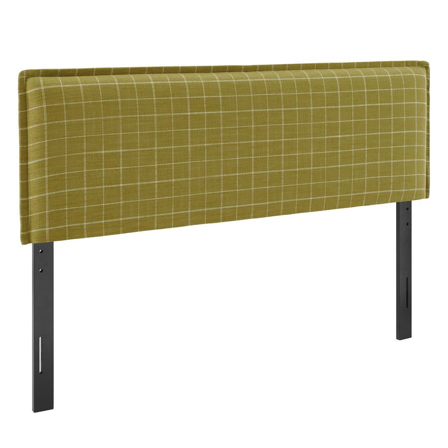 Slate Checkered Linen Blend Full Size Headboard in Artichoke Windowpane Check