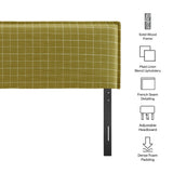 Slate Checkered Linen Blend Full Size Headboard in Artichoke Windowpane Check