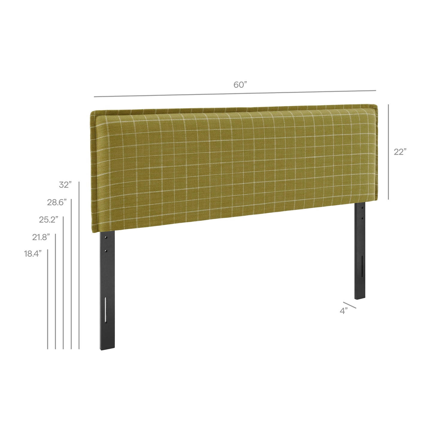 Slate Checkered Linen Blend Full Size Headboard in Artichoke Windowpane Check