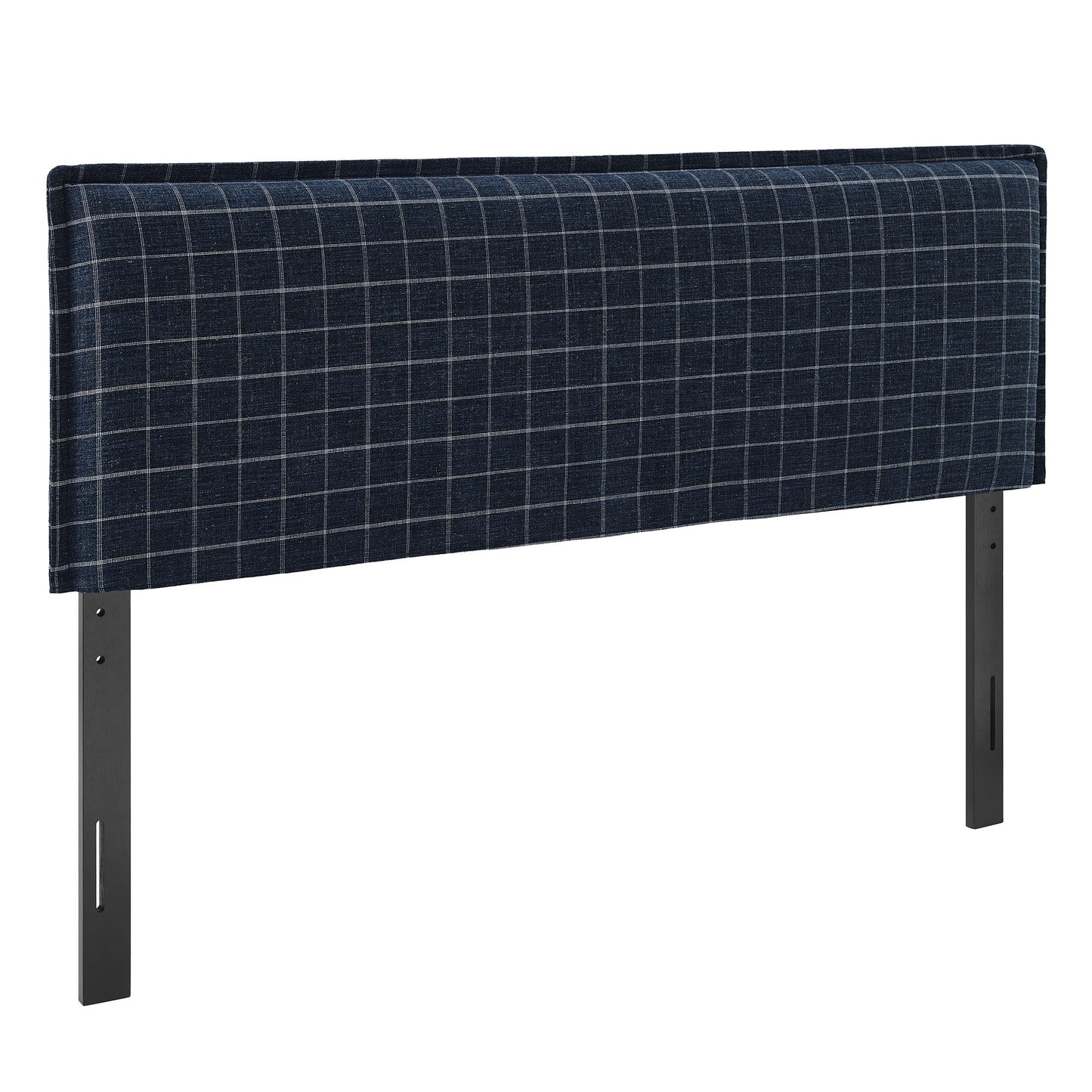 Slate Checkered Linen Blend Full Size Headboard in Denim Windowpane Check