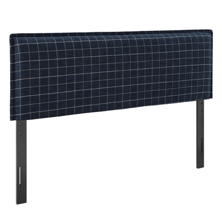 Camille Checkered Linen Blend Full Size Headboard in Denim Windowpane Check