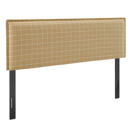 Camille Checkered Linen Blend Full Size Headboard in Hemp Windowpane Check