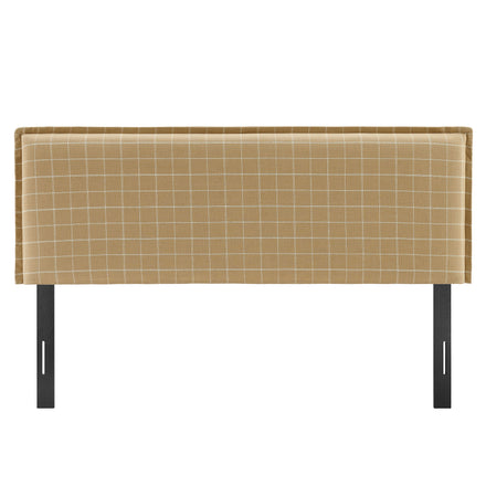 Camille Checkered Linen Blend Full Size Headboard in Hemp Windowpane Check
