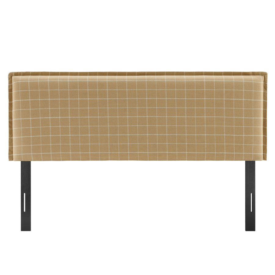 Slate Checkered Linen Blend Full Size Headboard in Hemp Windowpane Check