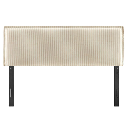 Camille Striped Linen Blend Queen Size Headboard in Oatmeal Stripe
