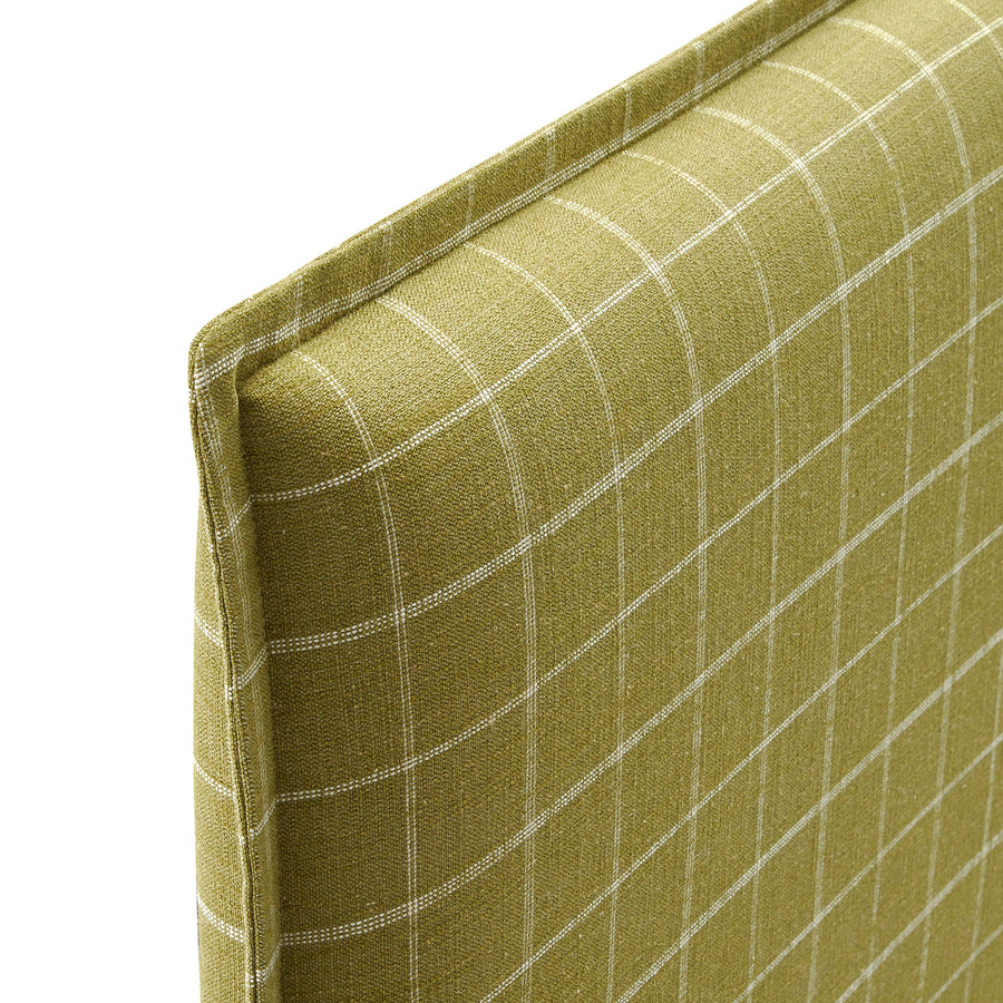 Slate Checkered Linen Blend Queen Size Headboard in Artichoke Windowpane Check