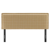 Slate Checkered Linen Blend Queen Size Headboard in Hemp Windowpane Check