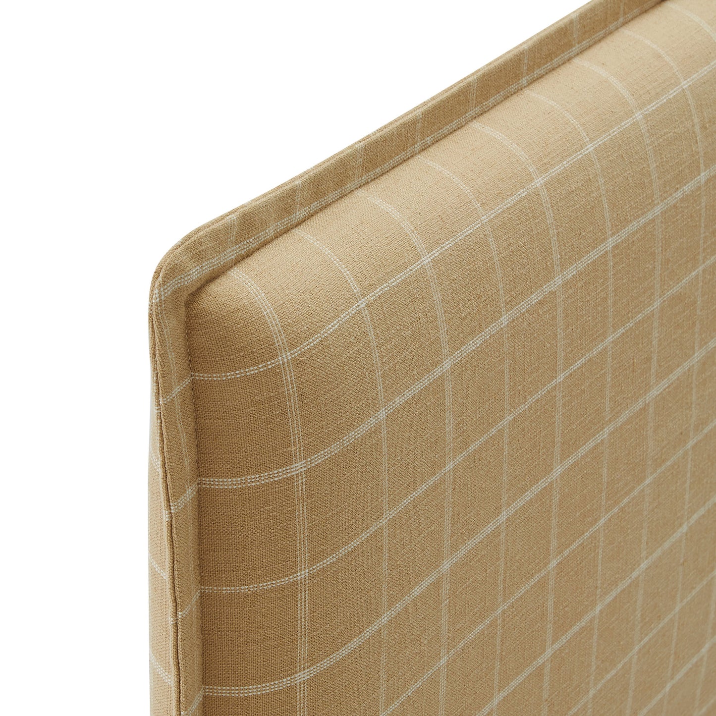 Slate Checkered Linen Blend Queen Size Headboard in Hemp Windowpane Check