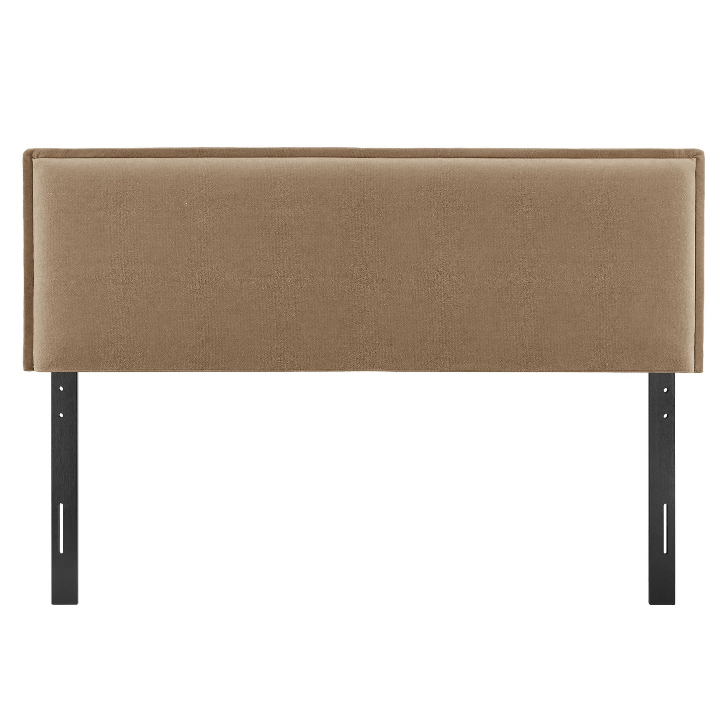 Slate Upholstered Linen Blend King Size Headboard in Almond