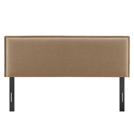 Camille Upholstered Linen Blend King Size Headboard in Almond