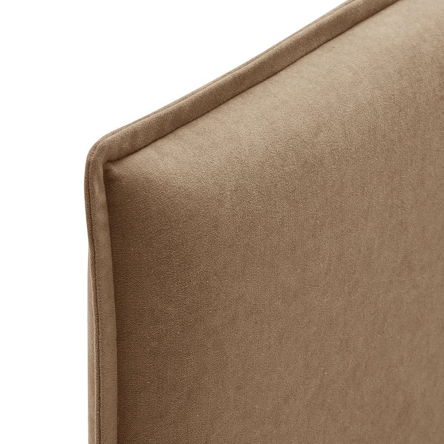 Slate Upholstered Linen Blend King Size Headboard in Almond