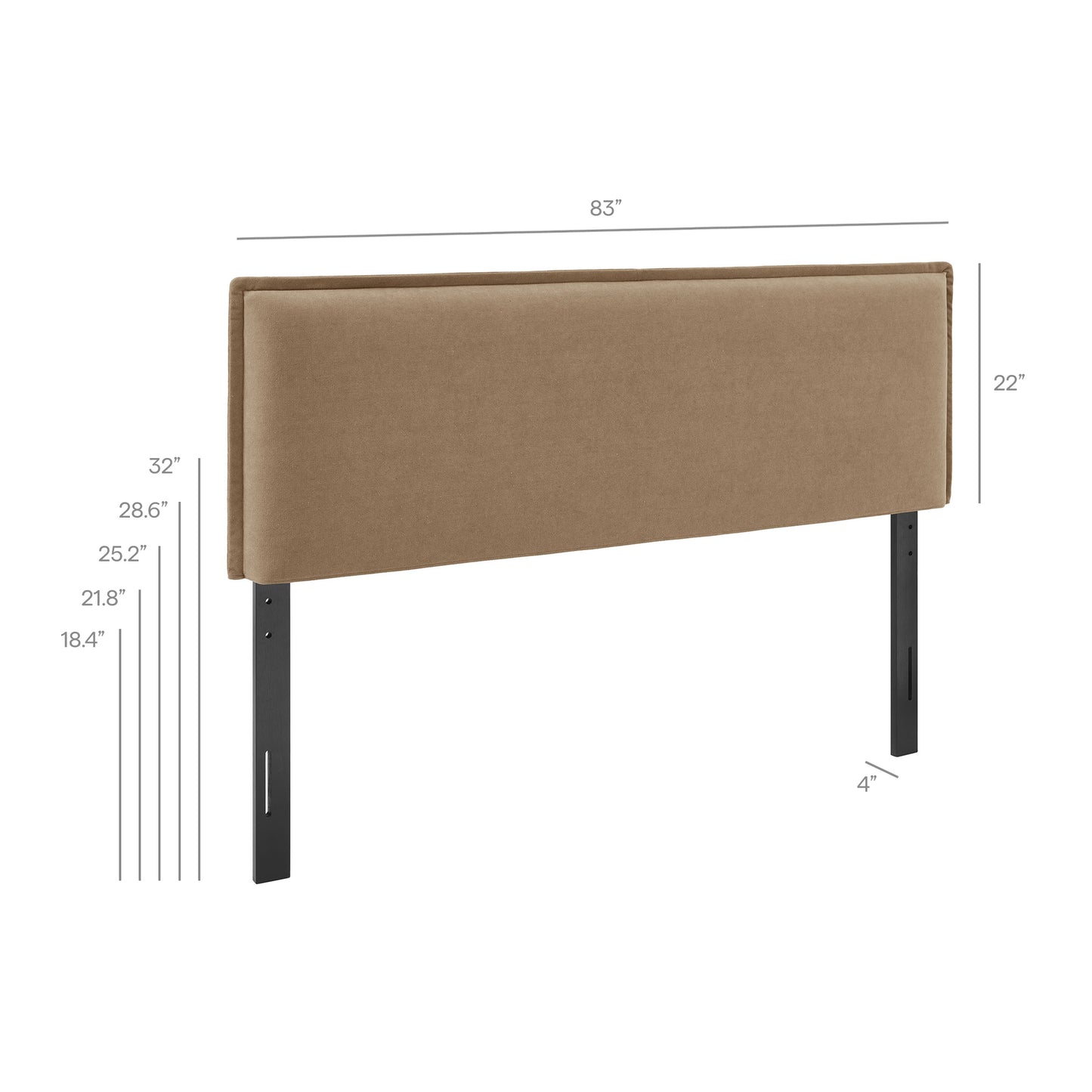 Slate Upholstered Linen Blend King Size Headboard in Almond