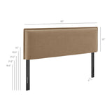 Slate Upholstered Linen Blend King Size Headboard in Almond